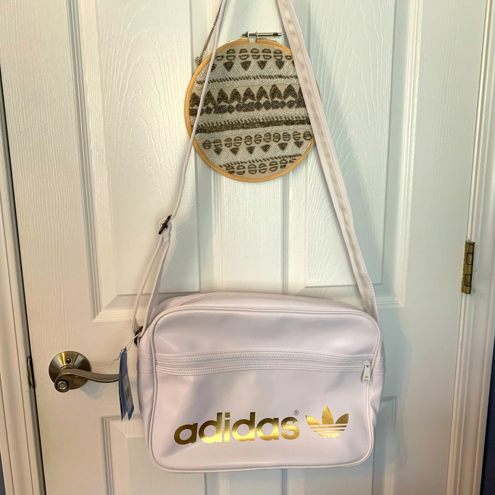 NWT Adidas Originals Airline Messenger Bag White and Gold